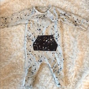 Miles Baby Black & White Paint Splatter One Piece
